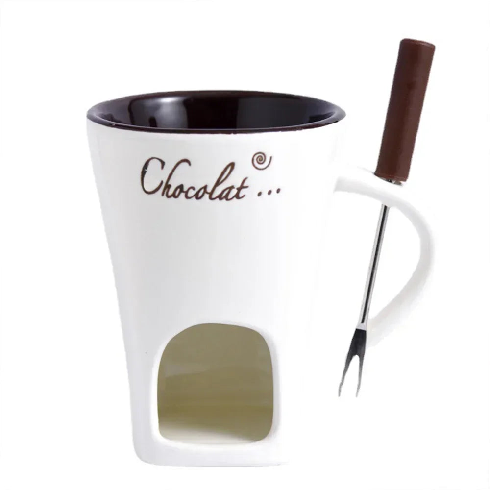 New Small Fondue Mug Set Personal Mini Fondue Pots Chocolate Cheese Ice Cream Fondue Maker Kit Individual Butter Melter Cup Peaceful Pleasures Health and Wellness White 130ml