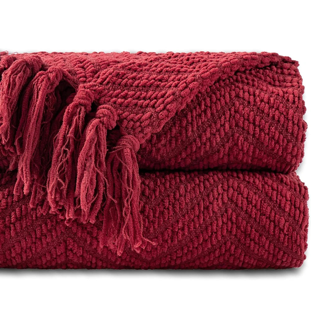 Battilo Chenille Knit Throw Blanket | Soft Couch & Sofa Throw