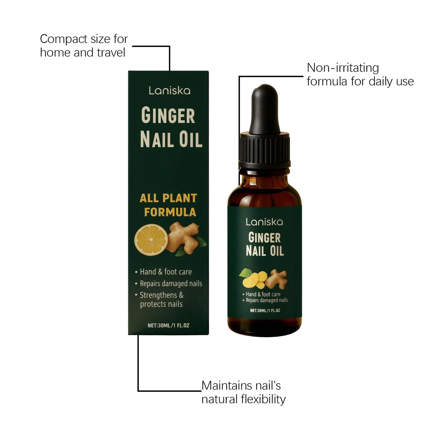 Ginger Nail Oil Fungus Treatment Repair Brittle Damaged Nails Anti Breakage Paronychia Onychomycosis Toe Nail Fungus Care Liquid Peaceful Pleasures Health and Wellness
