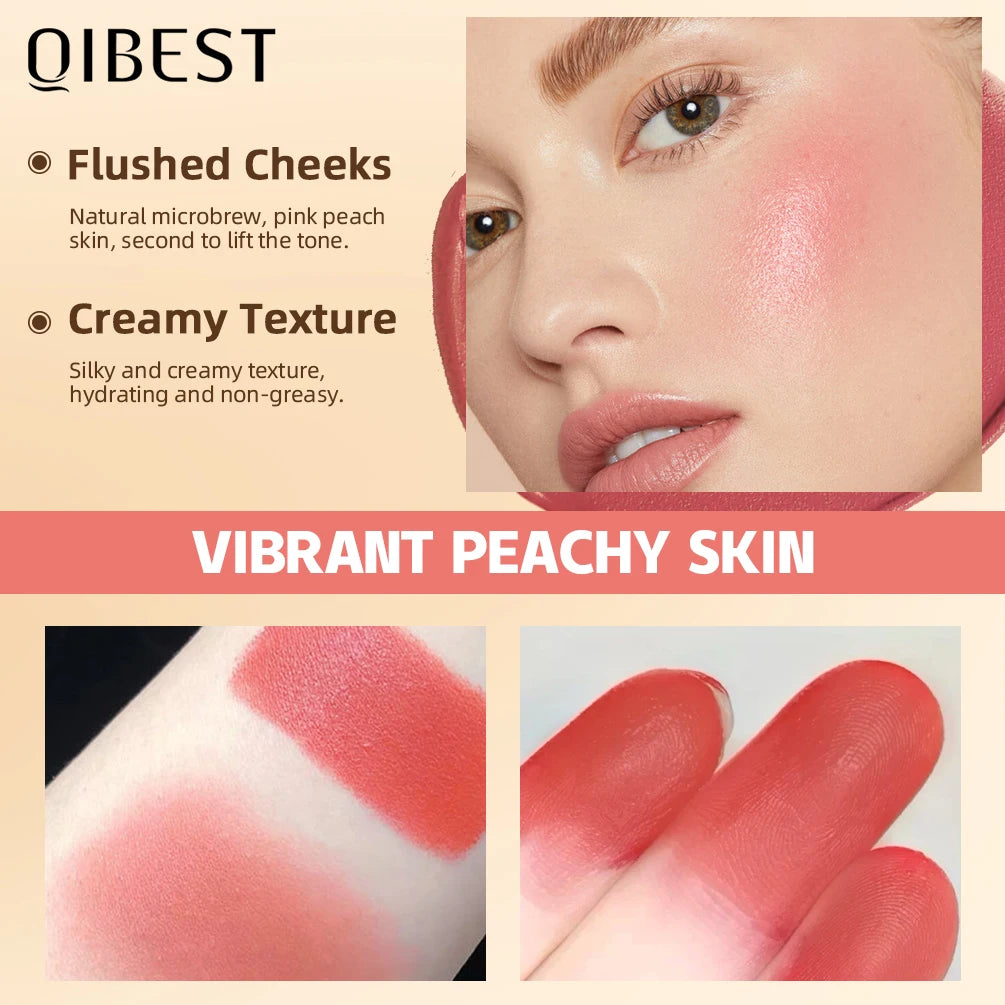 QIBEST Lipstick Blush Stick 3-in-1 Eyes Cheek and Lip Tint Buildable Long Lasting Lightweight Cream Multi Stick Makeup for Women Peaceful Pleasures Health and Wellness