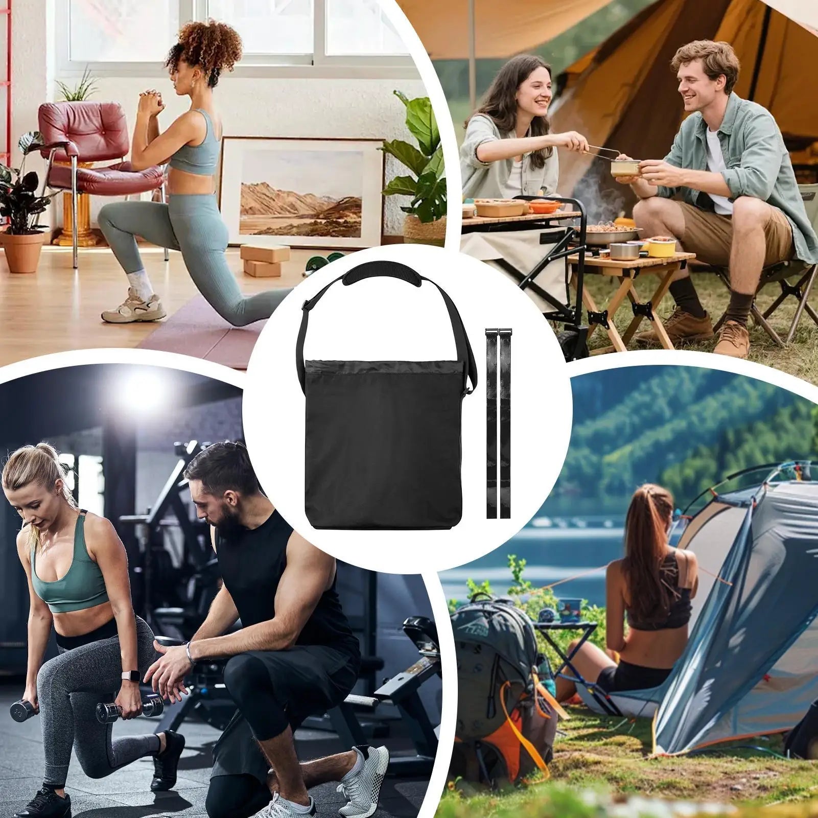 900D Nylon Sports Duffel Bag | Gym, Camping & Swimming Sports Duffel Bag Peaceful Pleasures Health and Wellness