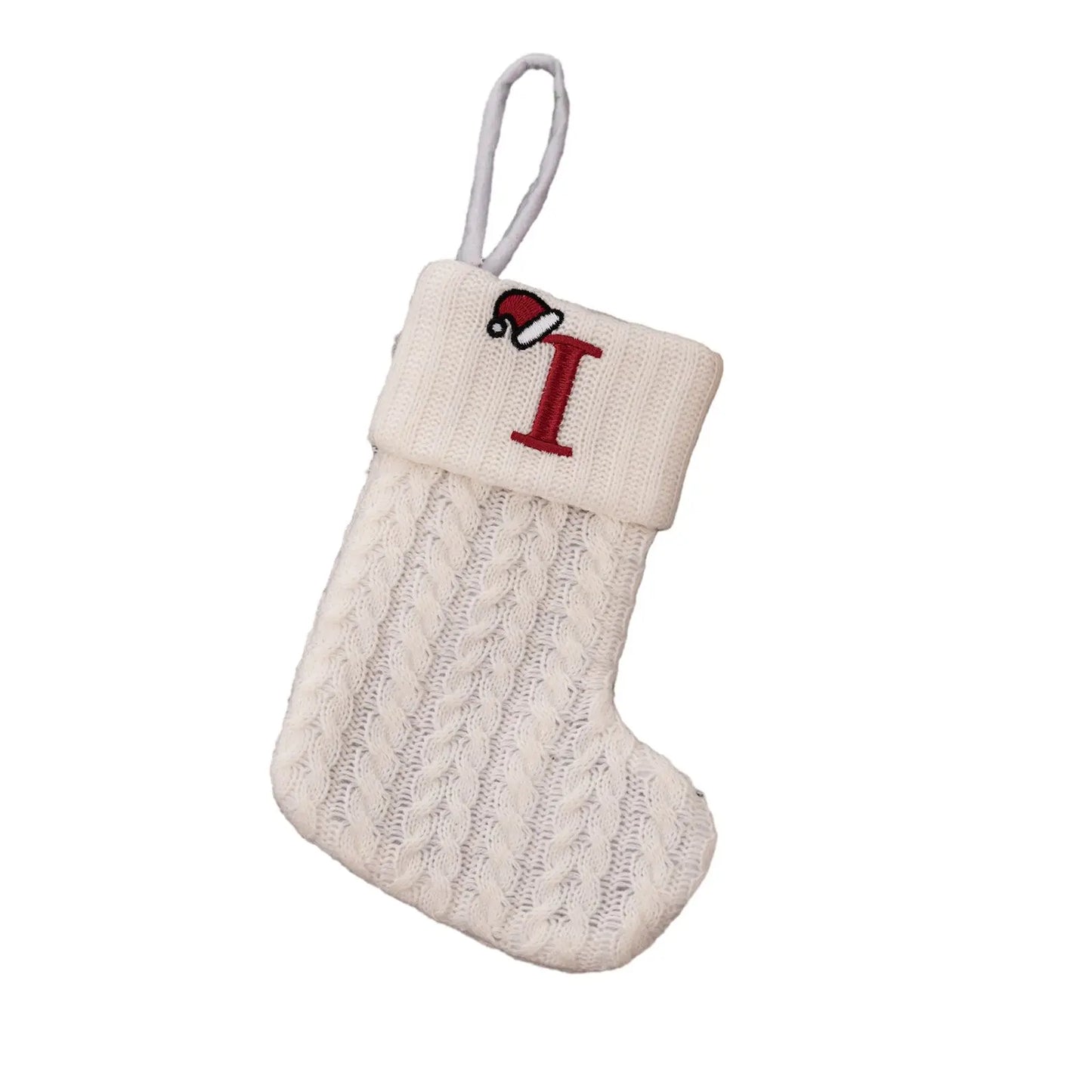 Knitted Christmas Stocking with Hanging Rope | Kids Candy Bag
