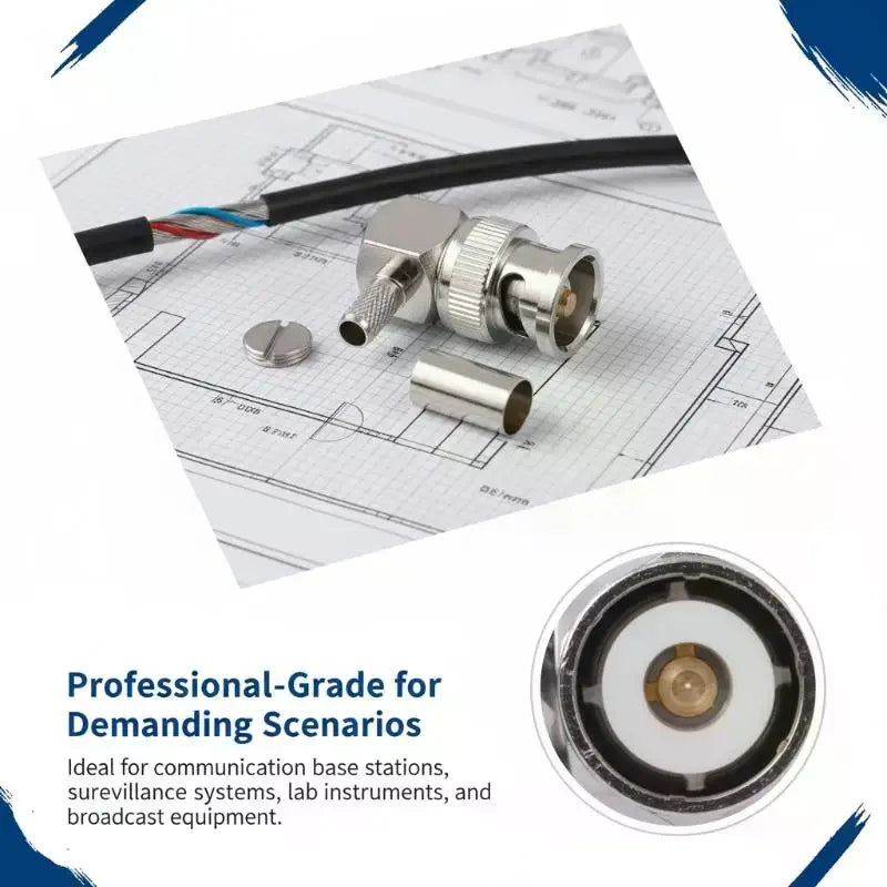 90° BNC Male Right Angle Crimp RF Connector 50 Ohm – RG58 RG142