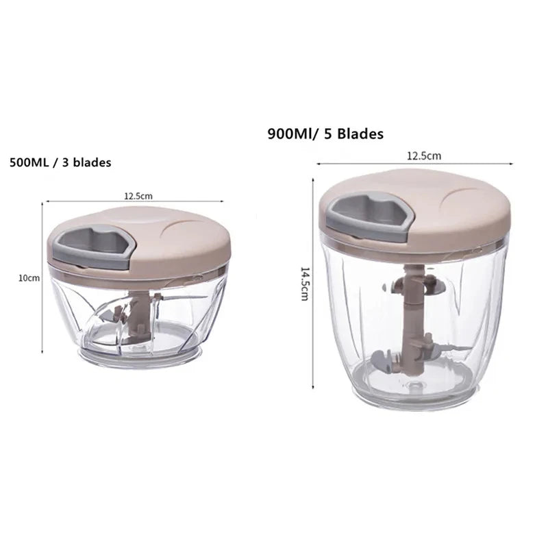 Manual Food Chopper 500/900ml – Garlic, Onion & Vegetable