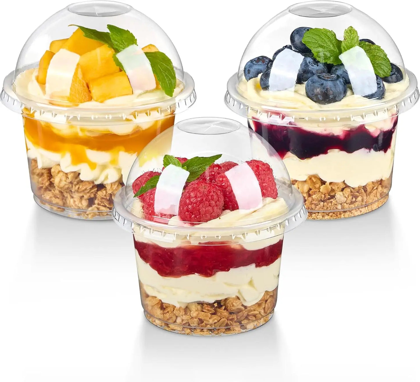 8OZ Disposable Plastic Cups with Dome Lids Clear Dessert Cup Mini Parfait Appetizer Container for Ice Cream Cake Fruit Jelly Peaceful Pleasures Health and Wellness