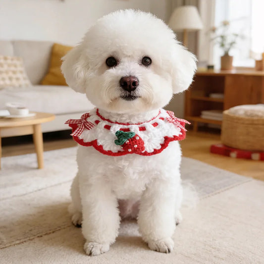 1pc Spring pet scarf knitted cat scarf cute dog bib strawberry accessory bib pet supplies accessory Peaceful Pleasures Health and Wellness