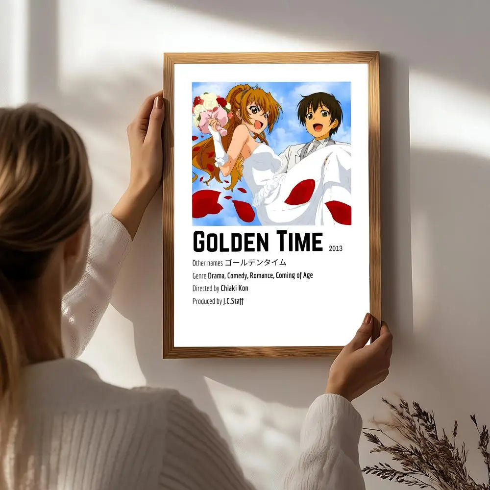Golden Time Anime HD Self-Adhesive Waterproof Wall Poster Anime Wall Poster Peaceful Pleasures Health and Wellness White5 50X70cmNoframe