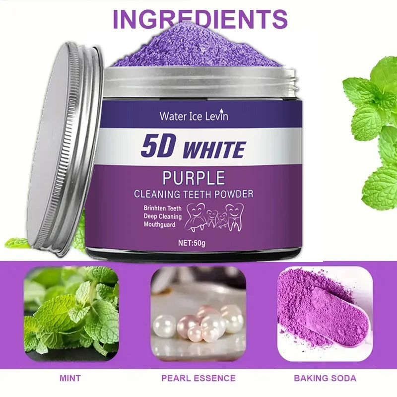 Purple Teeth Whitening Powder 50g – Natural Pearl Essence