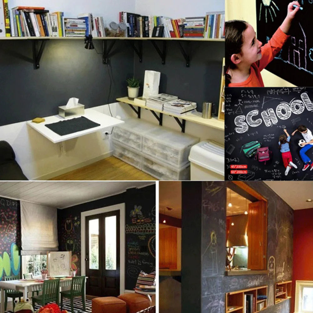 Erasable Chalkboard Wall Sticker 45x200cm | PVC with Chalk