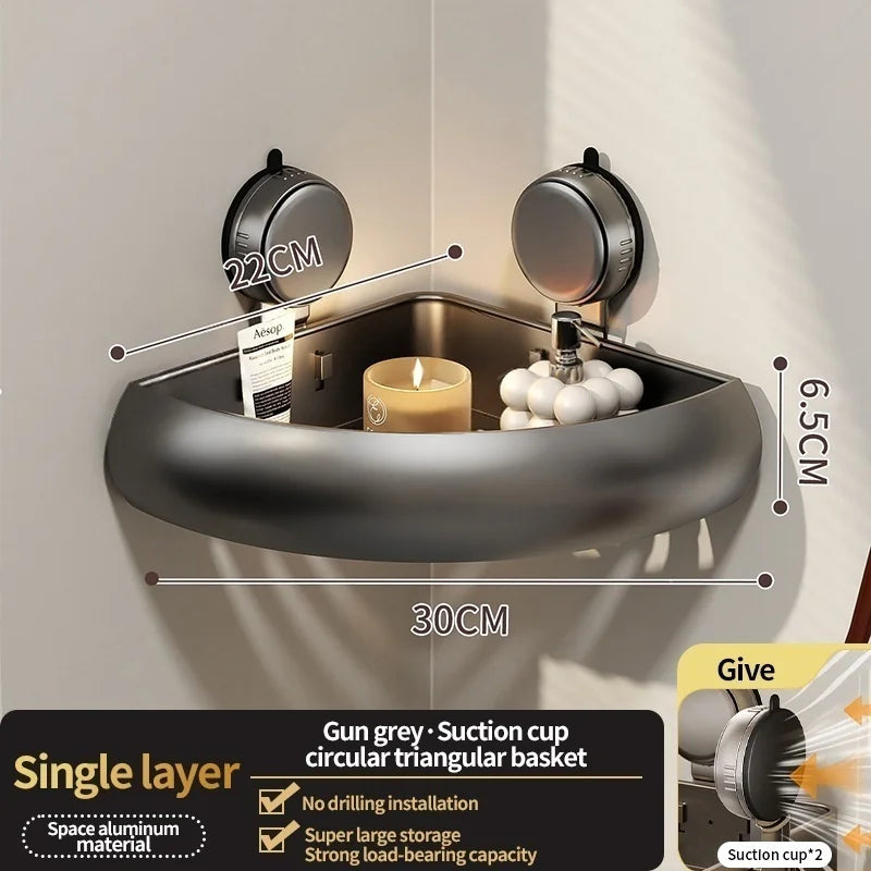 No-Drill Suction Cup Shower Shelf | Aluminum Bathroom Rack