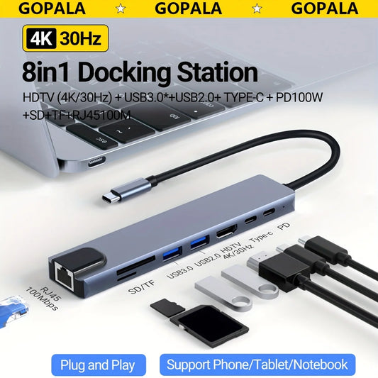 8-in-1 USB-C Hub 4K HDMI Docking Station for MacBook & iPad USB-C Docking Hub Peaceful Pleasures Health and Wellness 8in1 USB C Hub
