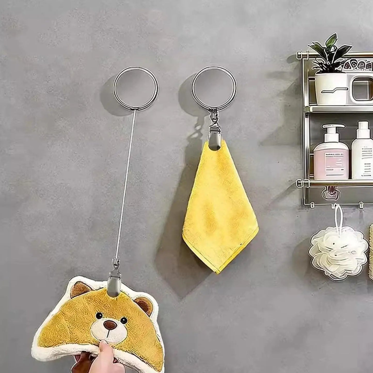 Retractable Towel Clip | Self-Adhesive Wall-Mounted Hook Holder