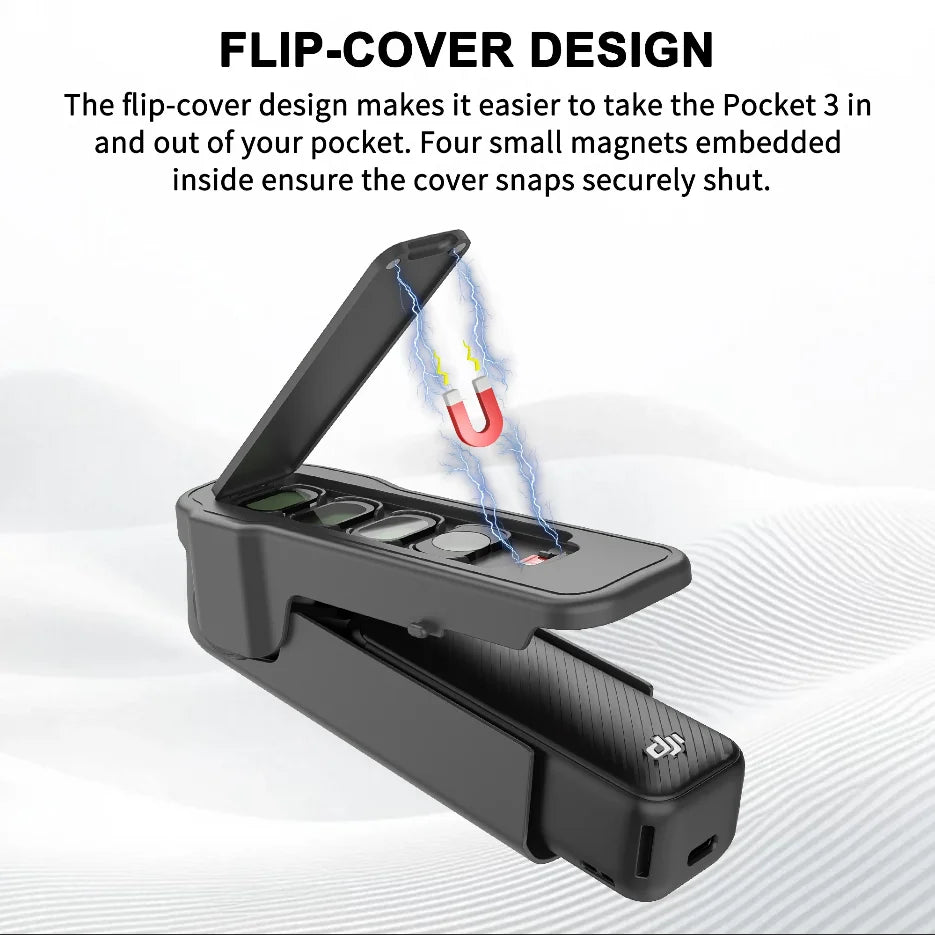 DJI Osmo Pocket 3 Flip Case with 4 Filter Slots & Lanyard