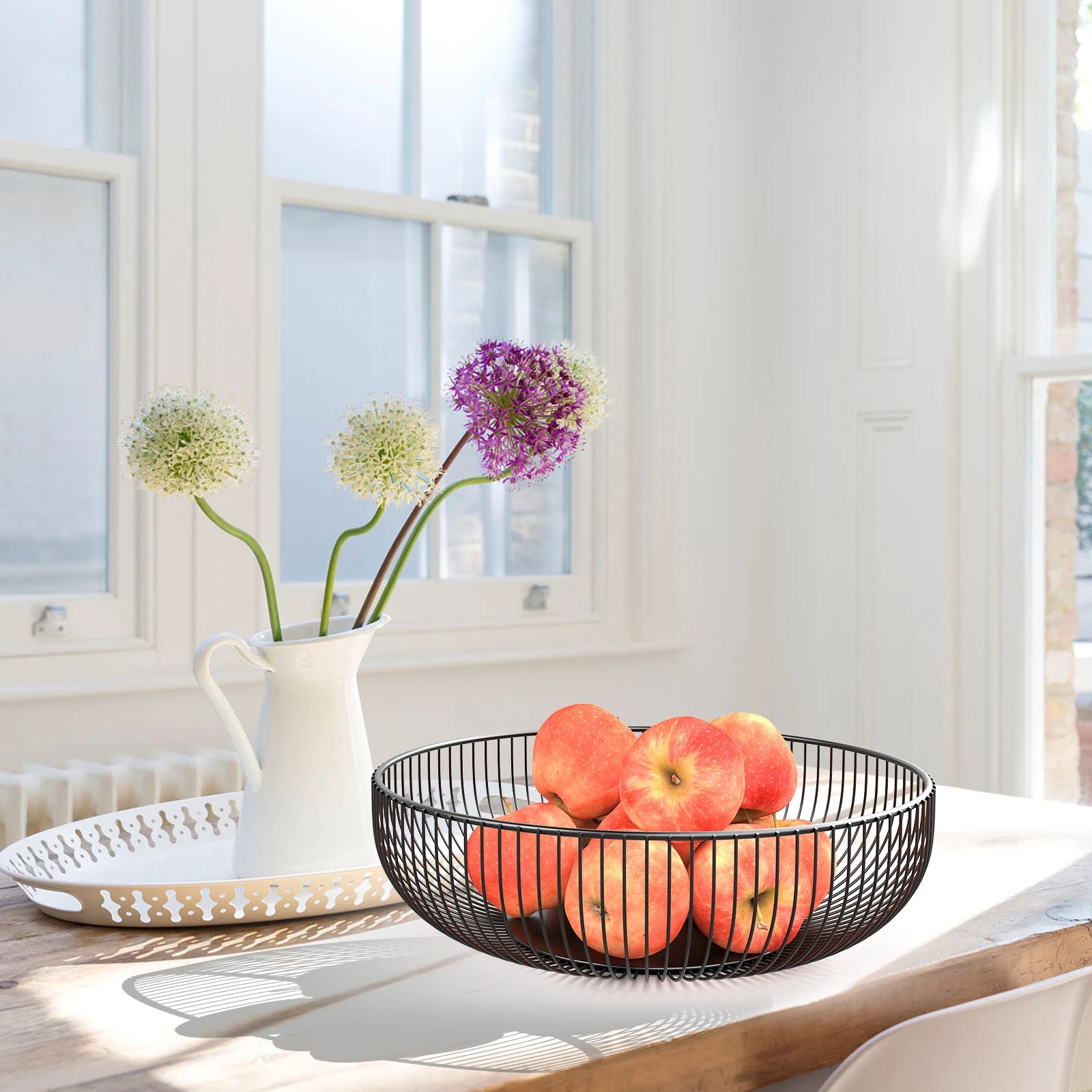 Stylish Iron Storage Basket Long-Lasting Heavy-Duty Fruit Holder for Kitchen Living Room Perfect for Desserts Fresh Produce Peaceful Pleasures Health and Wellness