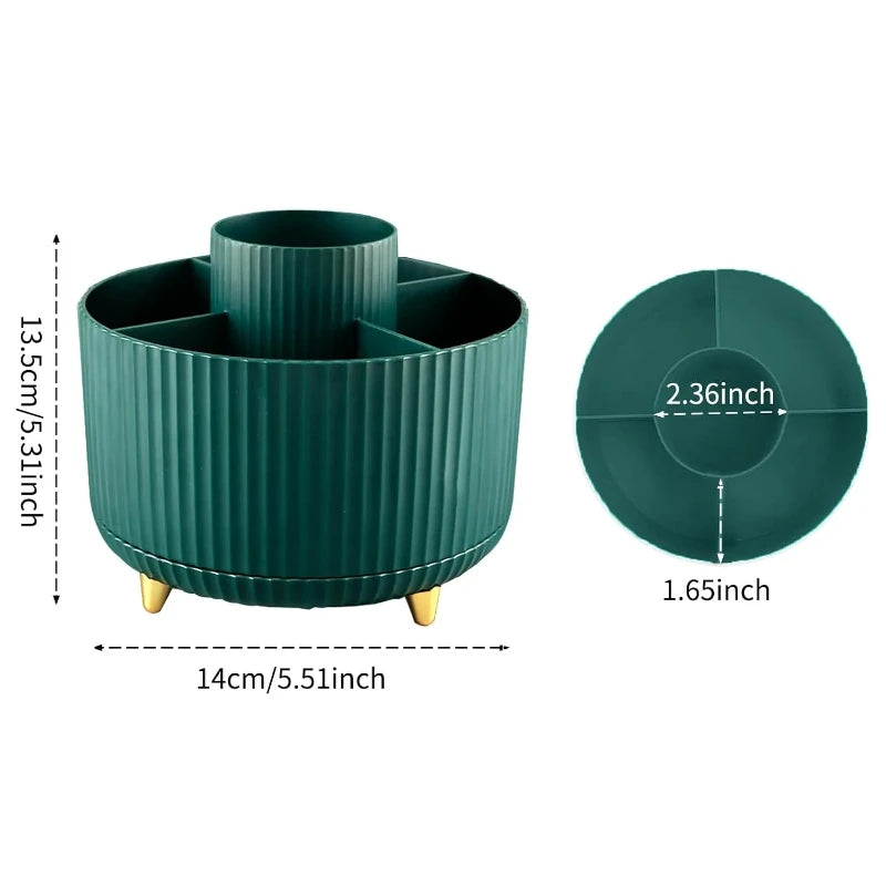 5 Slot 360° Rotating Makeup Brushes Holder Organizer Multi-Functional Desk Storage Cosmetics Storage for Vanity Desktop Bathroom Peaceful Pleasures Health and Wellness