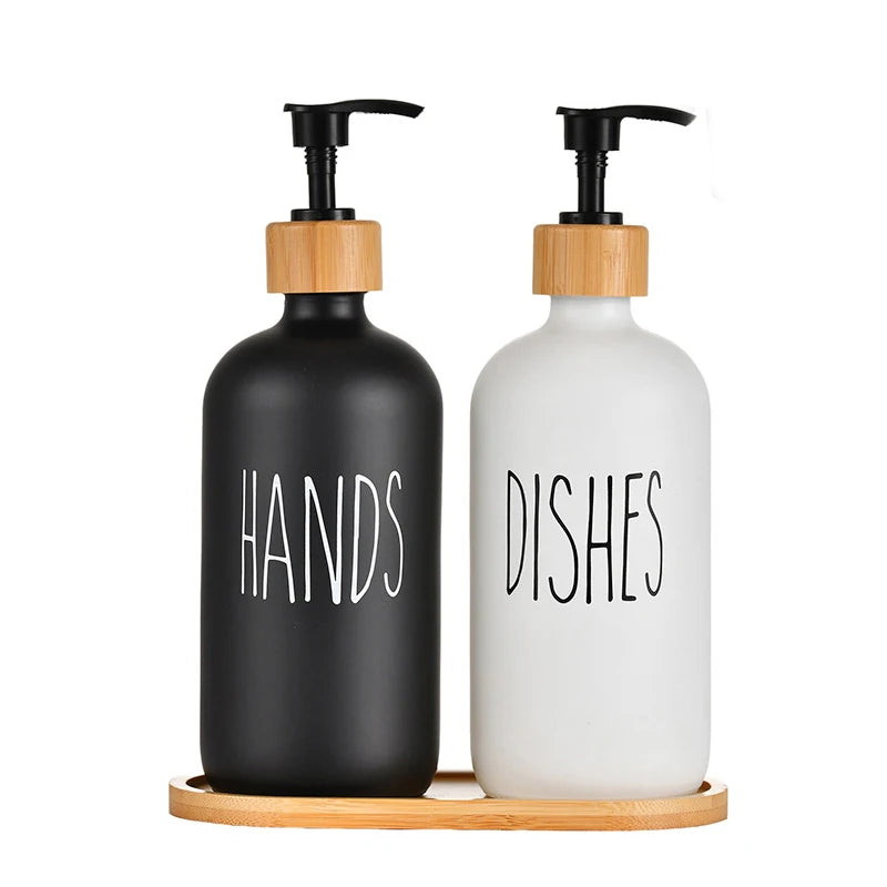 Soap Dispenser Set, Contains Hand and Dish Soap Dispenser, Suitable for Kitchen Decor, Suitable for Kitchen Decor Peaceful Pleasures Health and Wellness Black and White