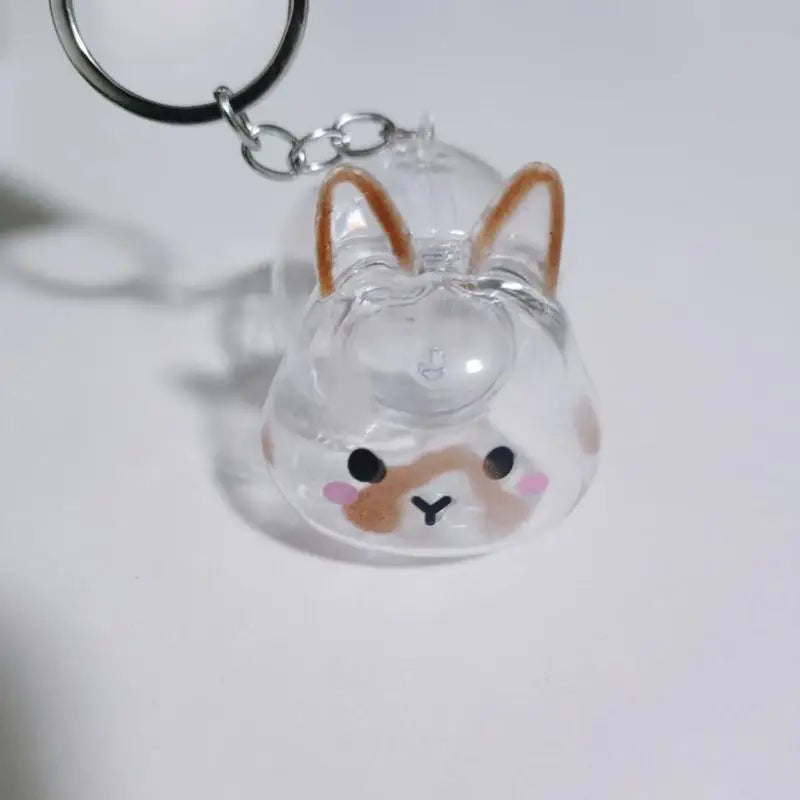 Cute Rabbit Pet Hair Memorial Transparent Storage Box Keychain