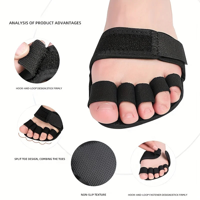 1 Pair Adjustable 5 Finger Half Palm Forefoot Cushion Thumb Toe Eversion Overlapping Hammer Shaped Toe Splitter Foot Care Tools Peaceful Pleasures Health and Wellness