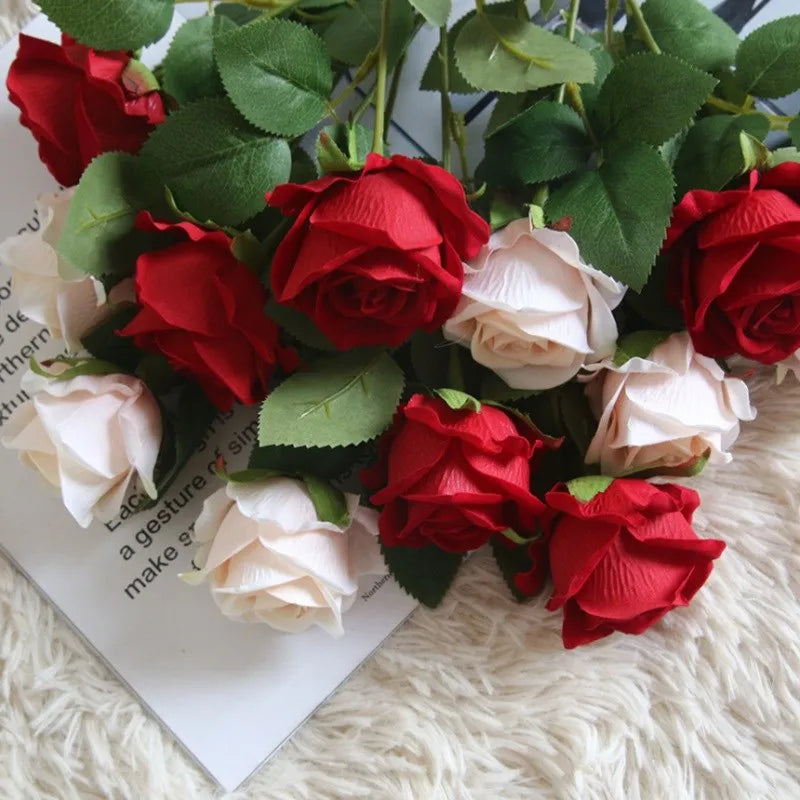 Silk Rose Artificial Flowers 2/4pcs – Wedding & Home Decor