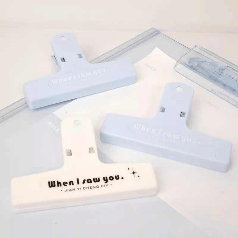 Ins Style High Aesthetic Retro Color Stationery Clip Non Magnetic High End Long Tail Clip Student Plastic Clip Letter Versatile Peaceful Pleasures Health and Wellness