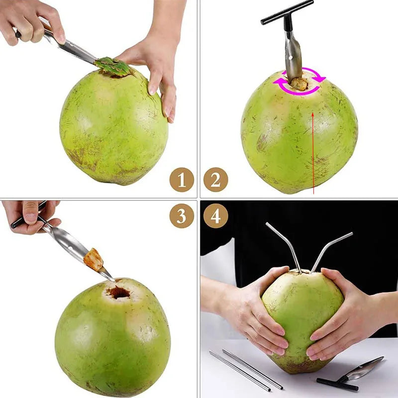 2-Pack Stainless Steel Coconut Opener Drill Tool | Safe & Easy