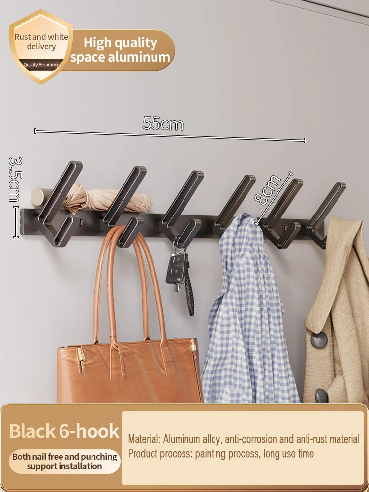 YUNJIEYA 6-Hook Aluminum Wall Hook | Robe & Door Hanger