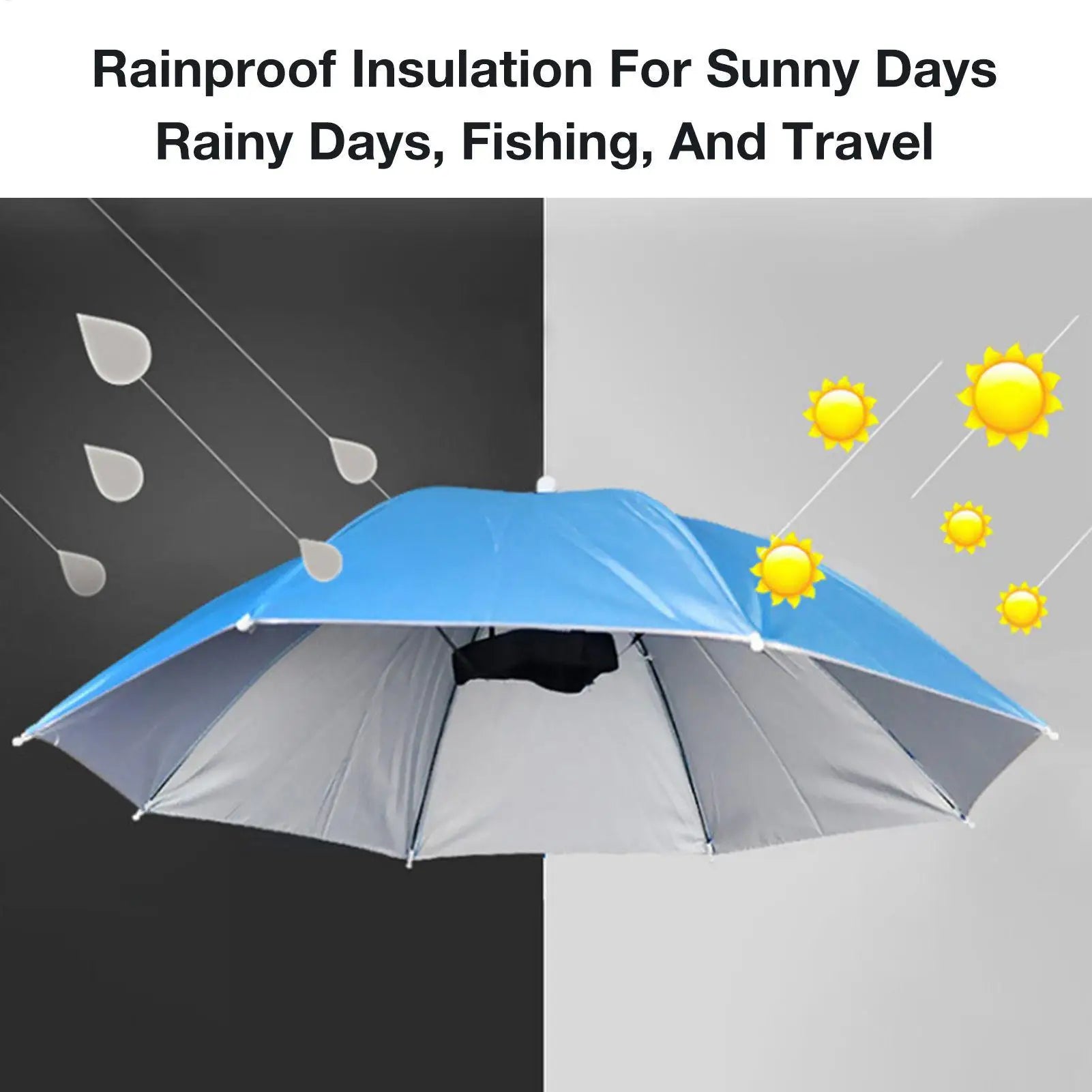 Foldable Head Umbrella Hat Portable Foldable Rain Umbrella Hat Outdoor Fishing Sunshade Hat for Golf Gardening Camping Peaceful Pleasures Health and Wellness