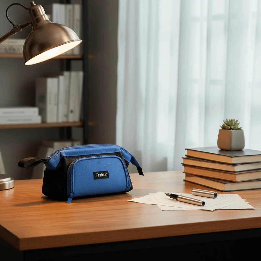 Creative Zippered Pencil Case Oxford Fabric Large Capacity Pencil Storage Bag with Handle Durable Multi-Compartment Pen Box Peaceful Pleasures Health and Wellness