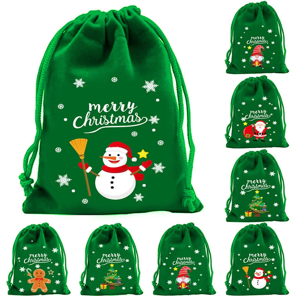 Christmas Velvet Drawstring Gift Bags | Candy & Jewelry Pouches