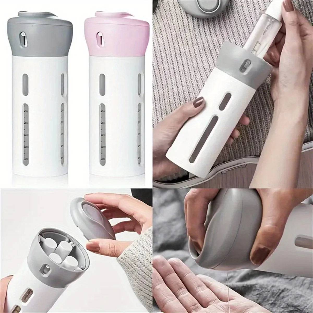 4-in-1 Refillable Travel Dispenser Bottles – Shampoo & Lotion