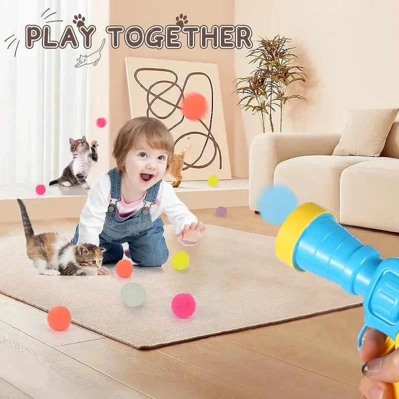 Interactive Cat Ball Launcher Toy – Plush Balls for Kittens