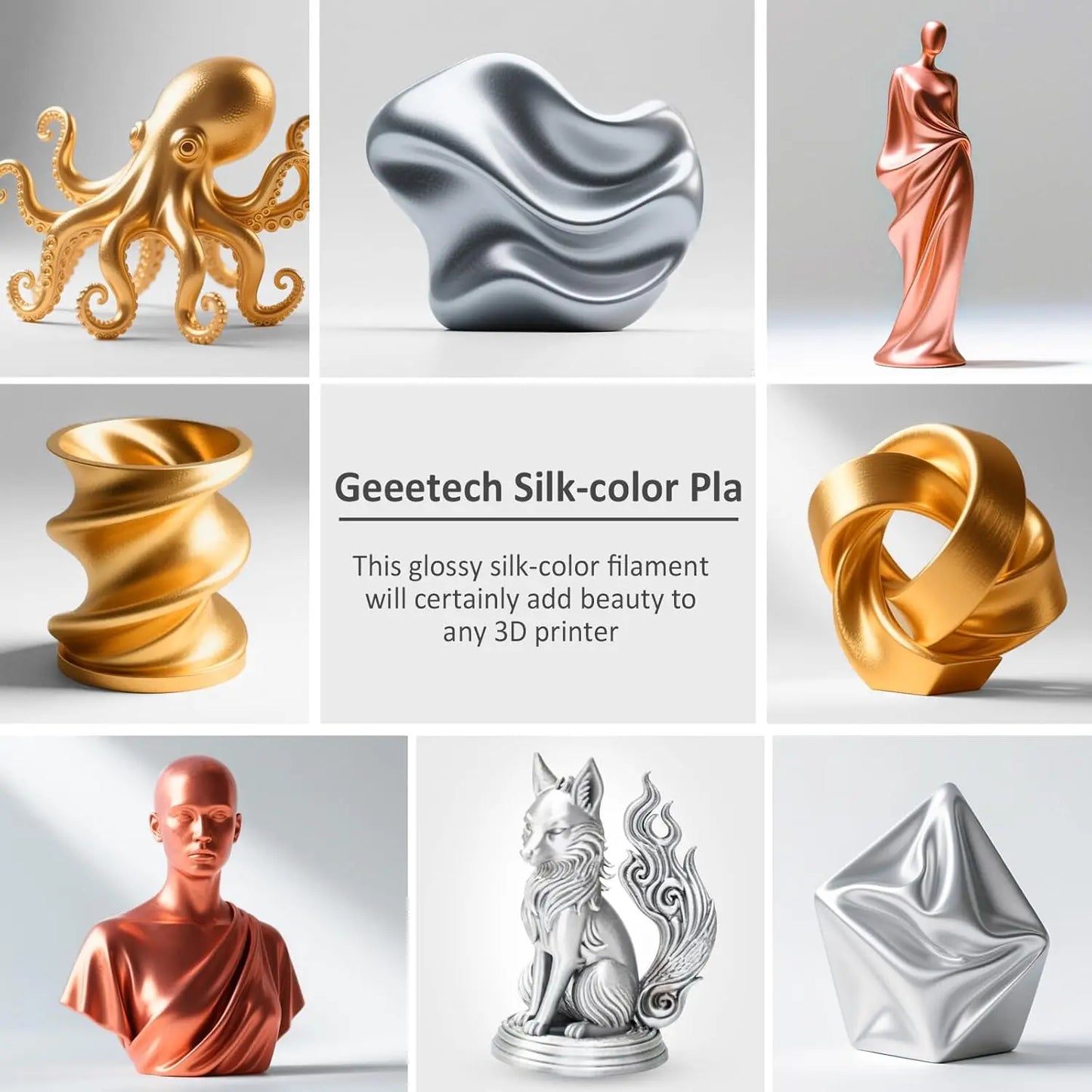 DINGSUN 3D Silk PLA Filament 1.75mm – Shiny, ±0.02mm Accuracy