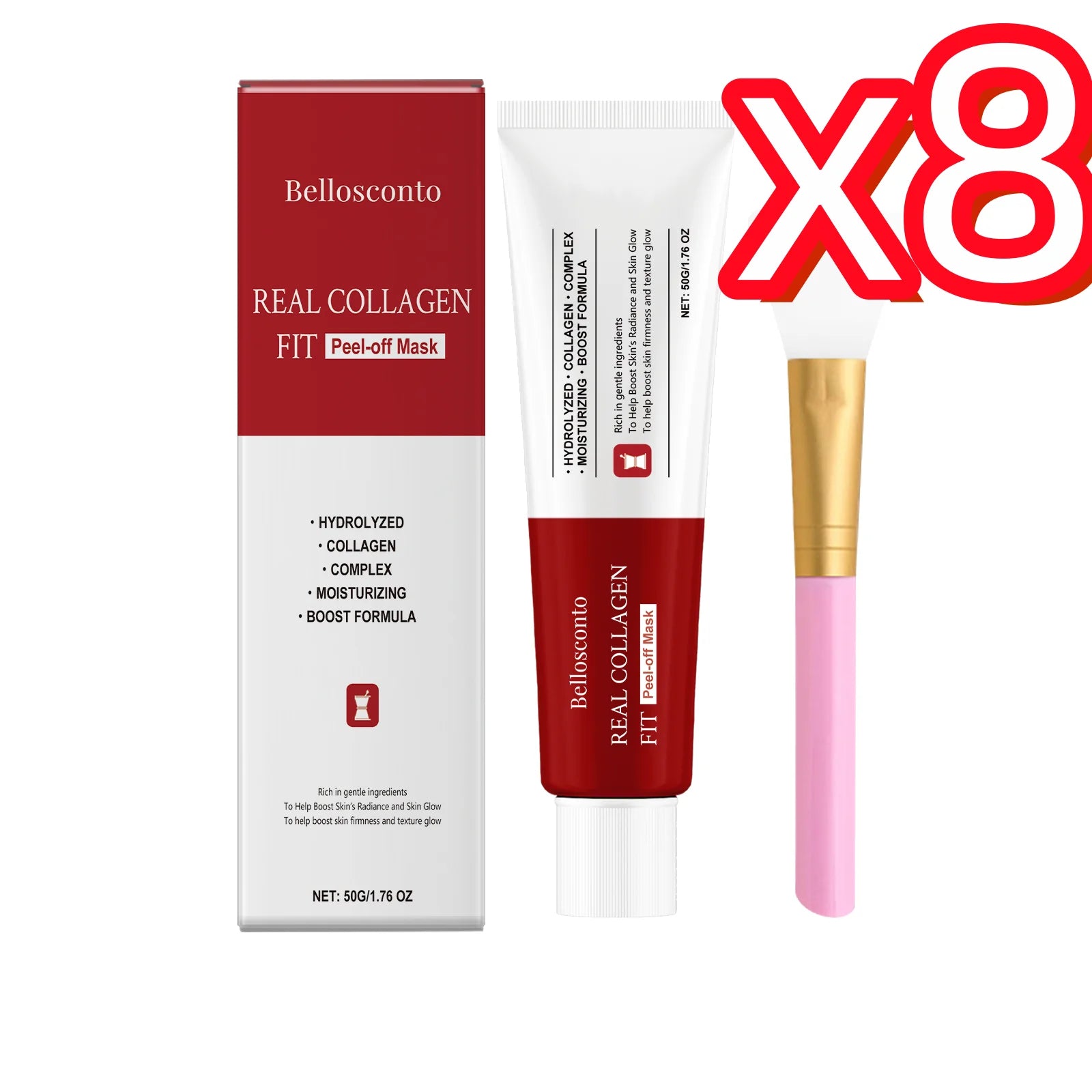 Collagen Peel Off Mask Clean Pores Exfoliating Remove Blackheads Reduce Oil Brighten Dull Skin Moisturize Smooth Skins Face Mask Peaceful Pleasures Health and Wellness 1set Boxed x 8