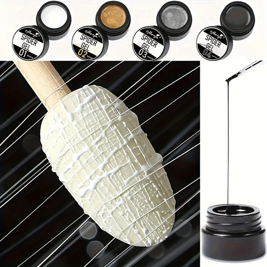Nail Art Elastic Gel Polish for Carving and Painting Designs, 4 Colors Peaceful Pleasures Health and Wellness