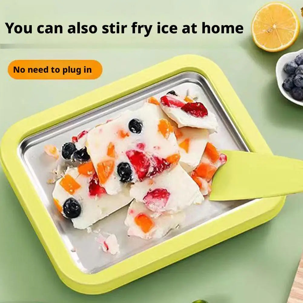 DIY Rolled Ice Cream Maker Pan with 2 Spatulas | Sorbet Gelato