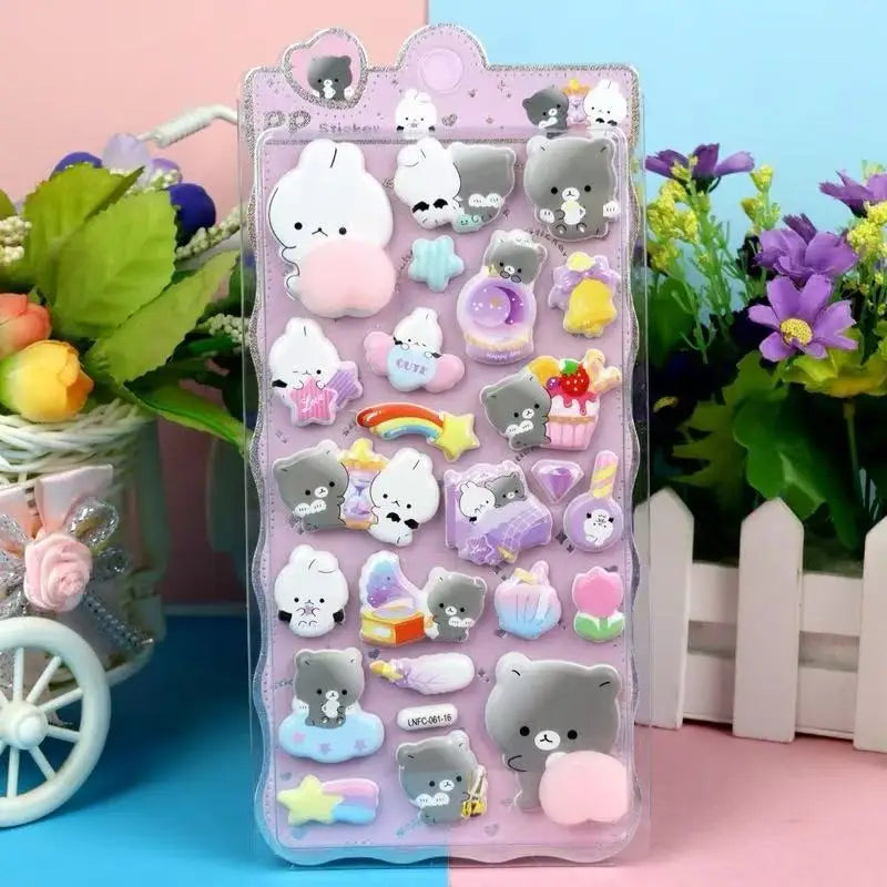 3D Cute Animal Butt Puffy Stickers | Scrapbook & Decal Sheet