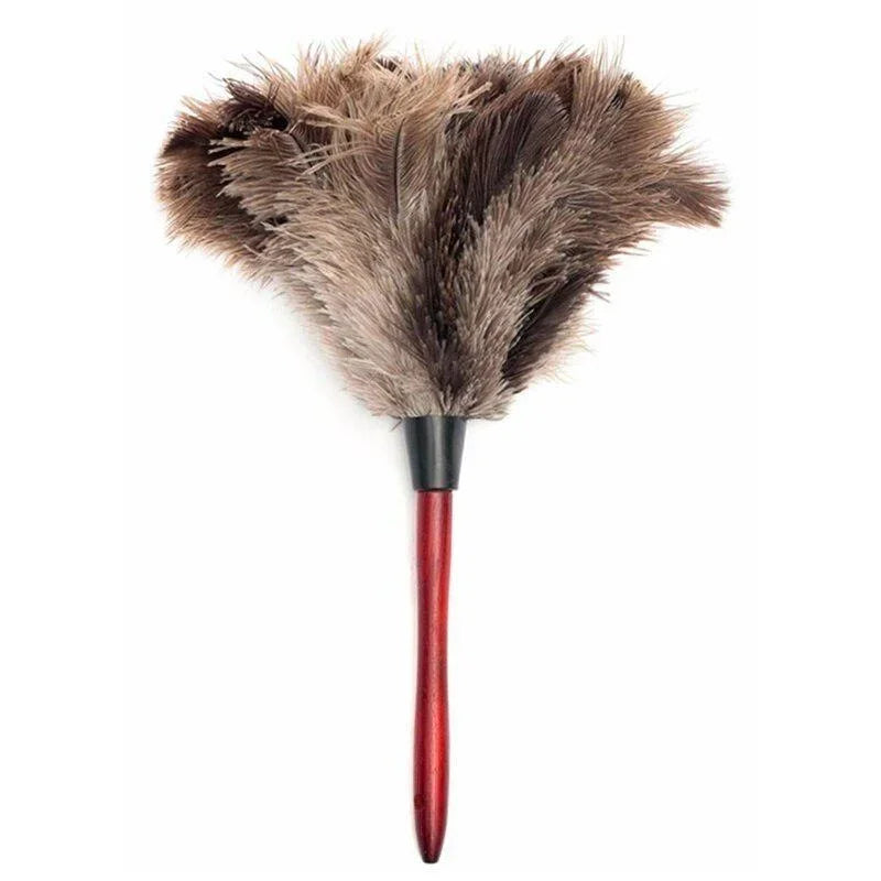 Wooden Handle Ostrich Feather Duster Home Anti-static Dust Removal