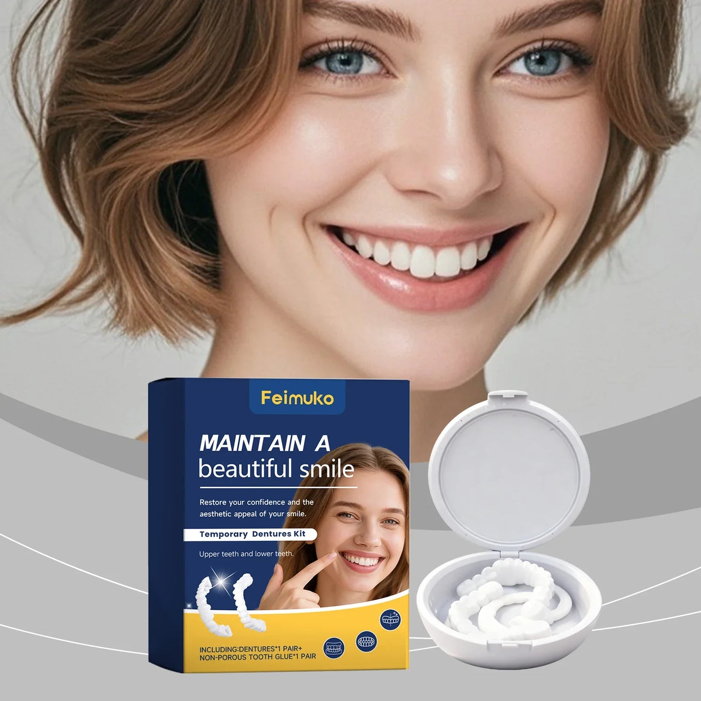 Snap-On Cosmetic Veneers – Reusable Fake Teeth Upper & Lower
