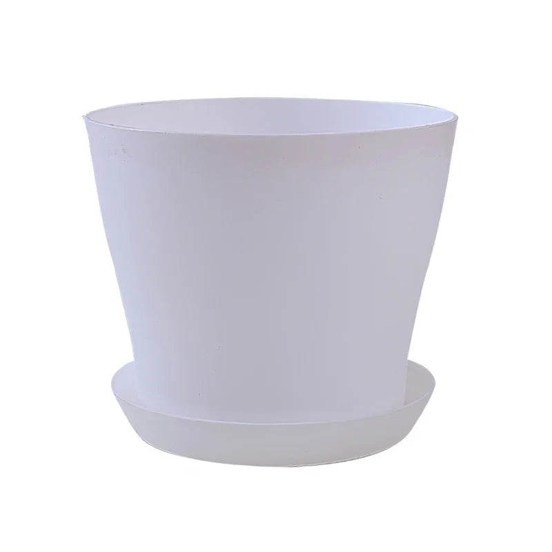 5-Size Round Plastic Planter Pots with Tray | Succulents & Bonsai