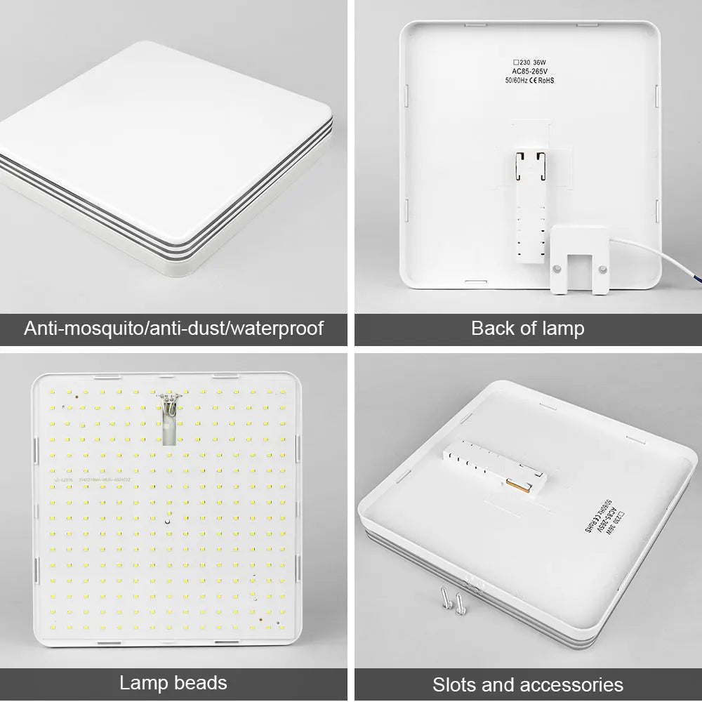 RUNTOIN Ultra-Thin LED Ceiling Light 18W–48W Round & Square