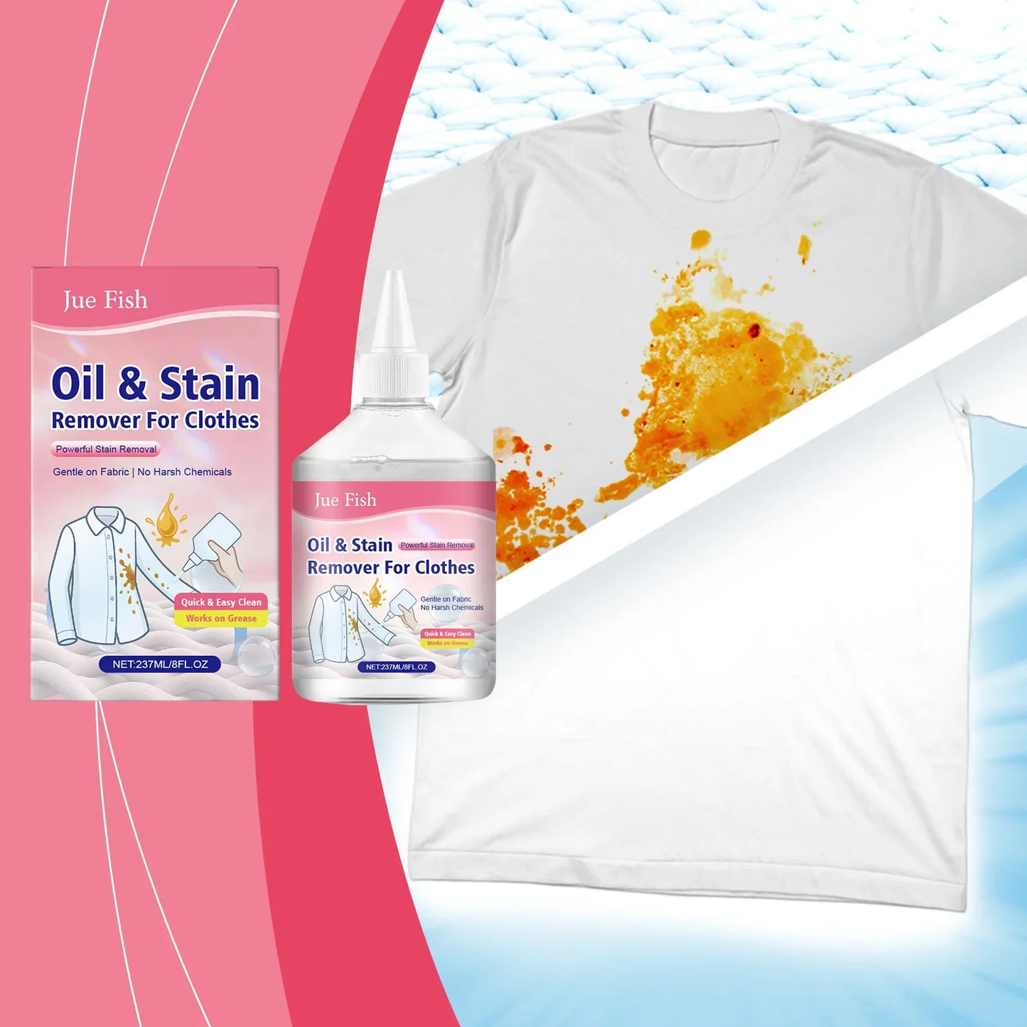 Jue-Fish Clothing Degreaser – Oil Stain Remover for Fabric