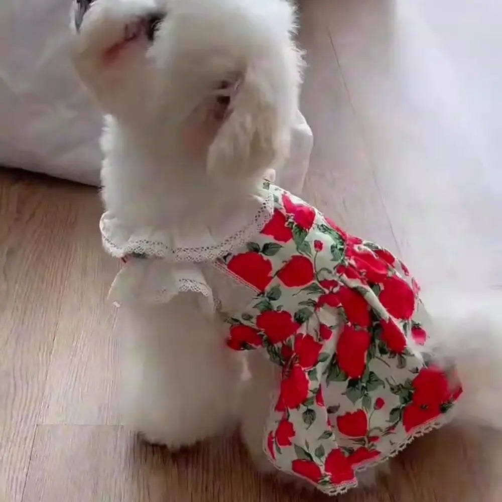 Cute Rose Flower Dog Dress – Breathable Summer Pet Vest