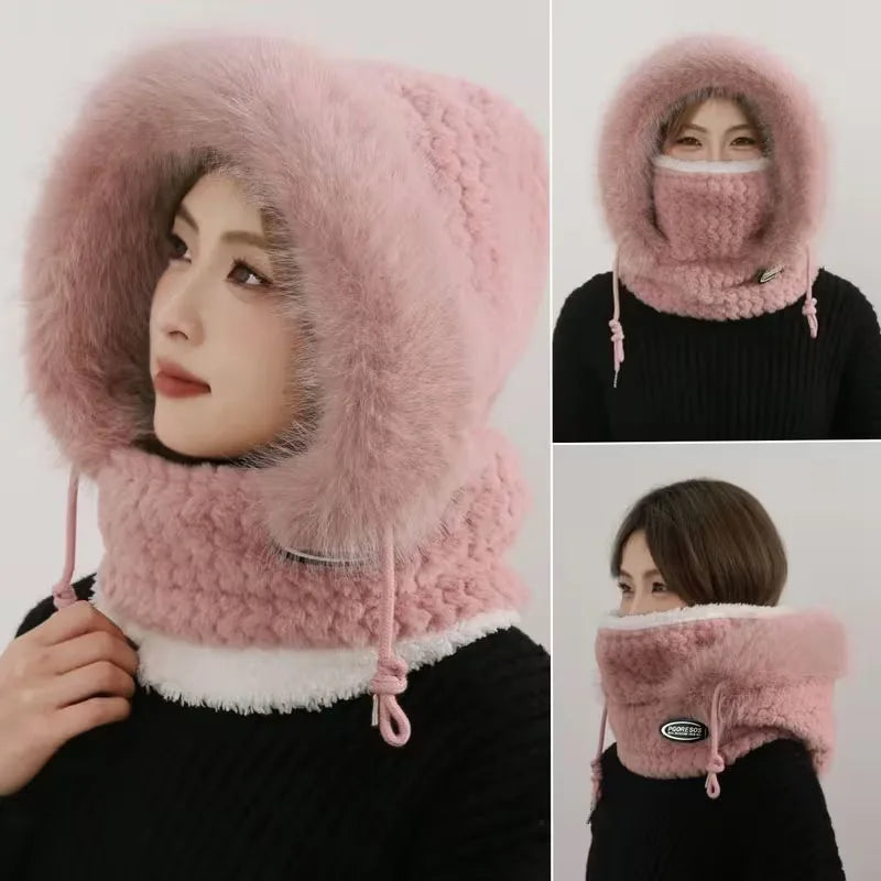 Women's Winter Thermal Hat Hood Scarf & Mask | Windproof