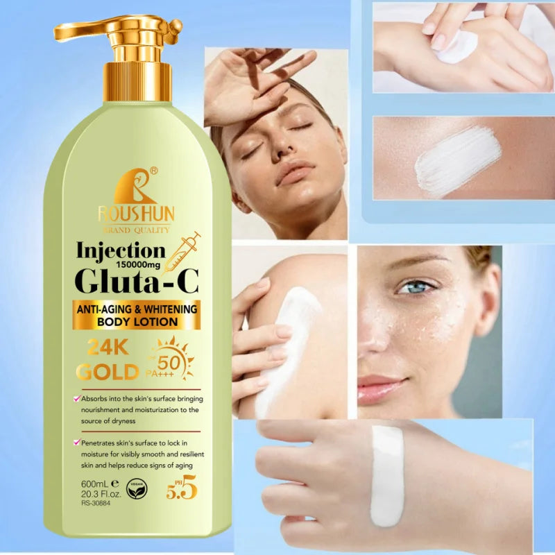 600ml GLUTA-C Body Lotion Sun Cream 2-in-1 Moisturizing Body Lotion Leaves Fragrance, Refreshing and Moisturizing Peaceful Pleasures Health and Wellness