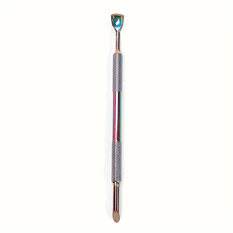 Russian-Style Double-Ended Stainless Steel Nail Pusher with Beveled Edge for Manicure, Pre-Treatment Tool for Removing Cuticles and Shaping, Available in 3 Colors Peaceful Pleasures Health and Wellness Colored Titanium