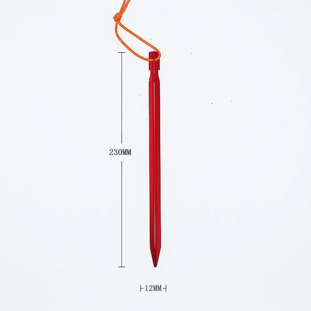 6Pcs 23cm Aluminum Alloy Tent Pegs Tent Nail Yard Canopy Garden Stakes Ground Camping Hiking Tent Accessories for Canopy Fixing Peaceful Pleasures Health and Wellness Red