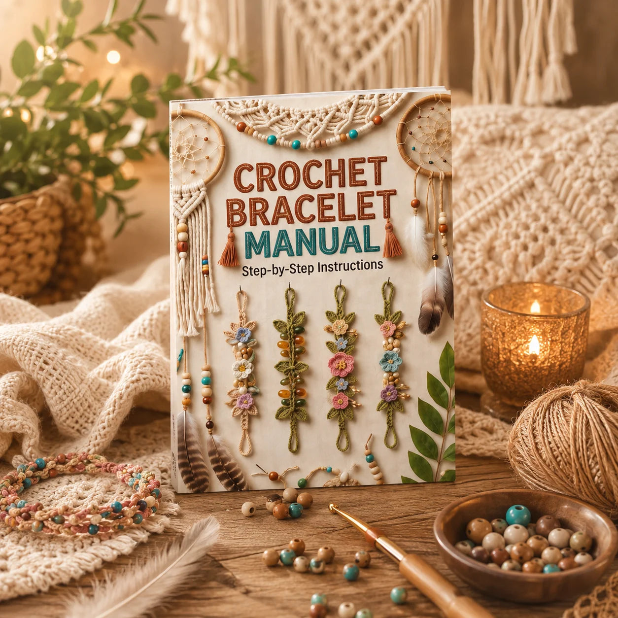 Crochet Bracelet Manual Step Instructions Book DIY Handmade Guide