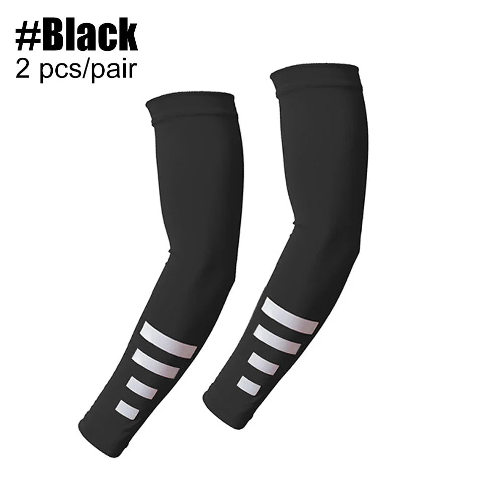 Fingerless Gloves & Arm Warmers Set - Thumb Hole Knit Sleeves for Running, Cycling, Gym - Men & Women (1 Pair) Peaceful Pleasures Health and Wellness Black-1Pair
