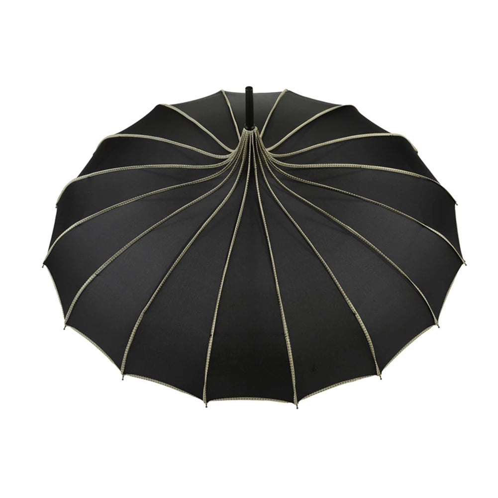 Vintage Umbrella Lightweight and Windproof Umbrella for Daily Men Women Work School Use Peaceful Pleasures Health and Wellness Black