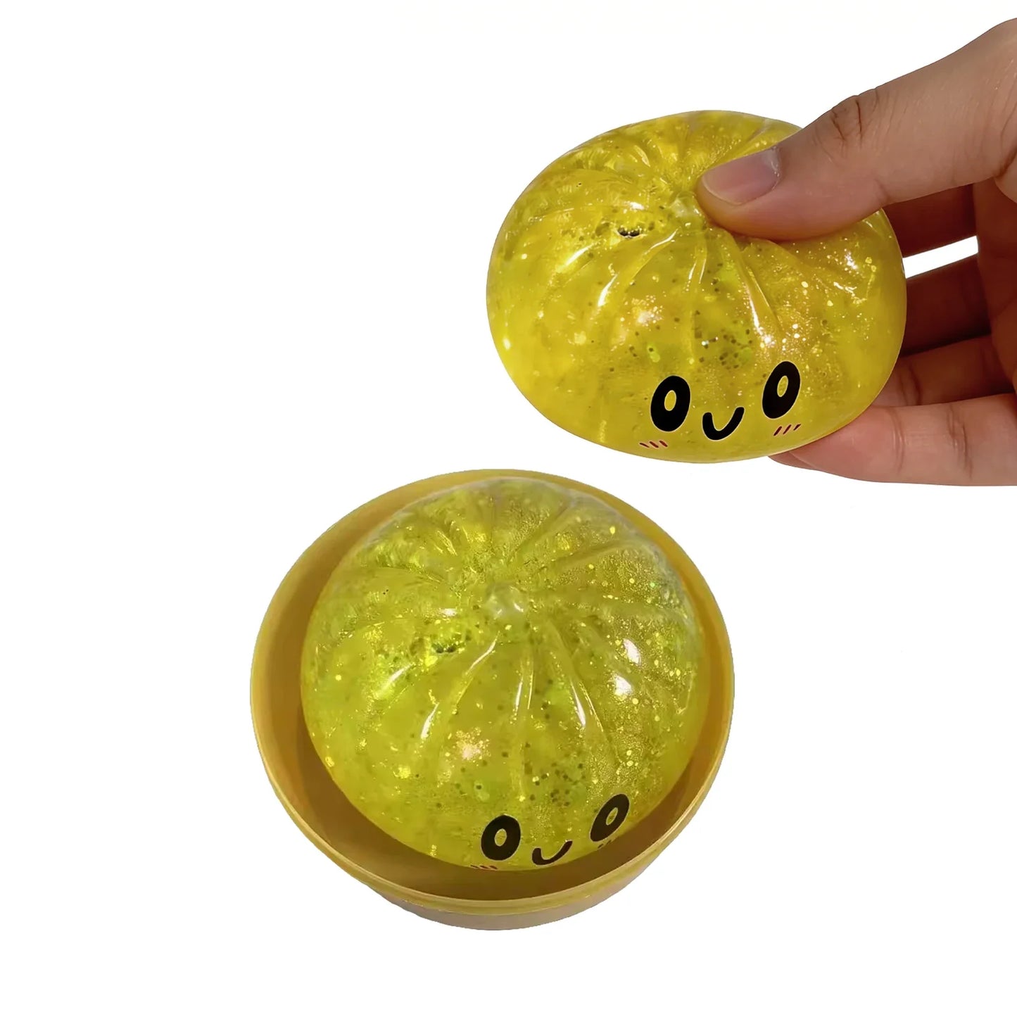 Glitter Squishy Dumpling Stress Relief Toy – Cute Pink Squeeze